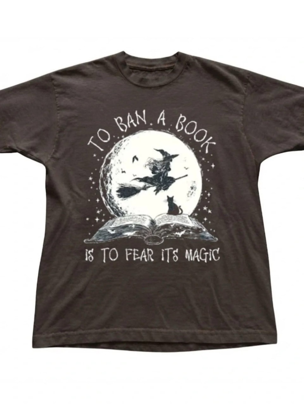 Brown Short Sleeve Witch & Moon Graphic Tee